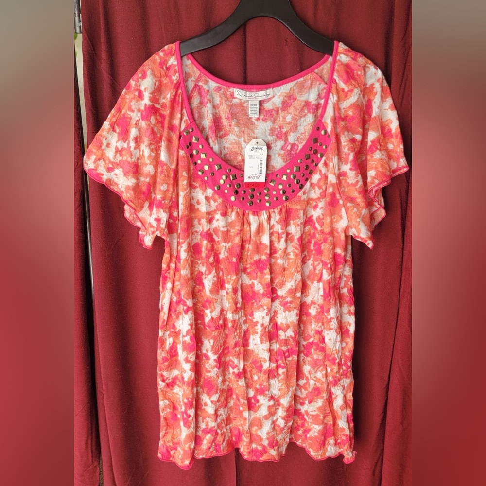 French Laundry Pink and Orange Floral Blouse